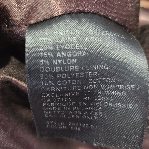 Jones New York brown angora & wool blend vintage long line pea coat, size 16 1/2 - Picture 11 of 12